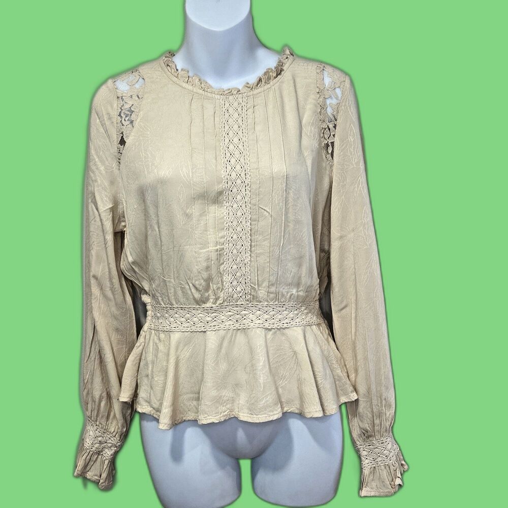 Chance & Destiny Lace Peasant Y2K Bohemian Womens Blouse Size Small